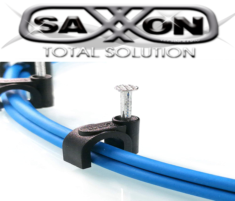 SAXXON eGRA955MMN- Bolsa de 50 grapas de pared/ Color negro/ 5 mm/ Con  clavo de 3/4 para concreto de alta resistencia