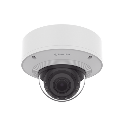 Cámara Domo 2MP Solid EDGE / Wisenet WAVE embebido / Antivandalica / Lente Motorizado de 4.38  A 9.33mm / P-Iris / WDR 120dB / 1TB SSD / IP66, IP67, IK10+, NEMA4X, IP6K9K 