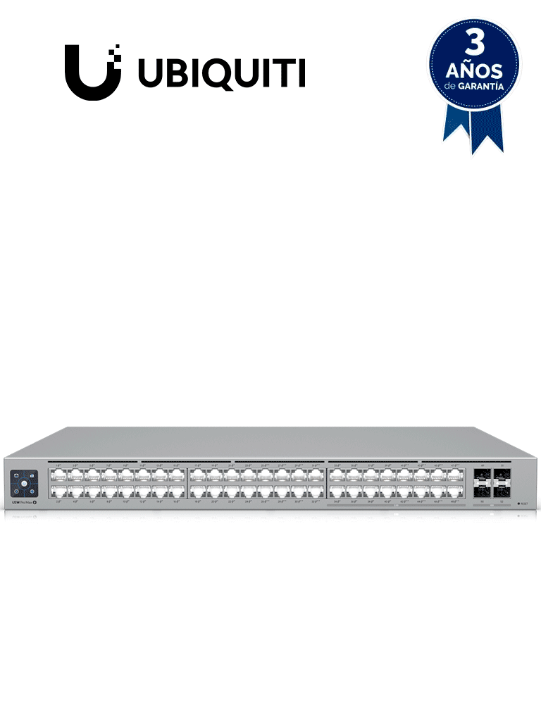 UBIQUITI USW-PRO-MAX-48-POE - Switch UniFi con funciones capa 3, 48 puertos (16 puertos 2.5 GbE y 32 puertos 1 GbE), 2 puertos SFP+ 10G, POE++ 720W, pantalla informativa #preventa