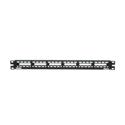 Panel de Parcheo Modular Mini-Com (Sin Conectores), Plano, Totalmente Blindado, de 24 puertos, 1UR