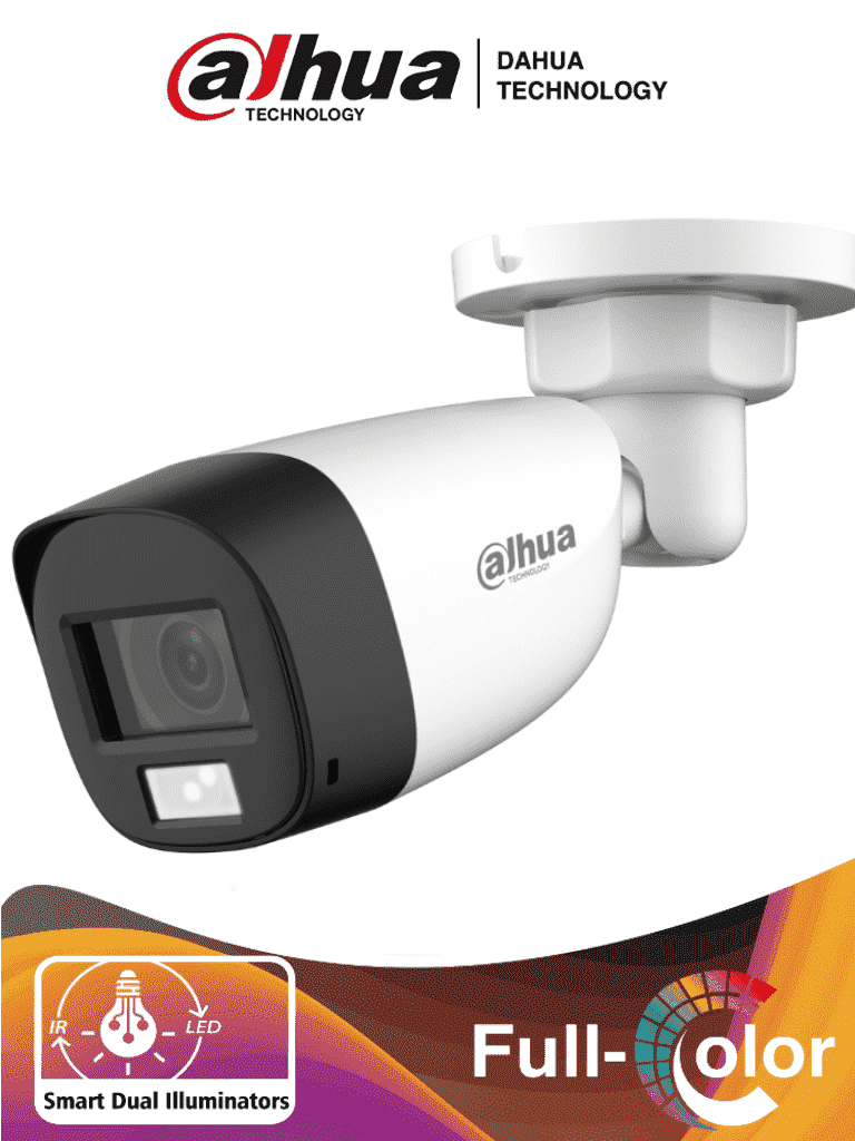 DAHUA HAC-HFW1500CL-IL-A - Camara Bullet de 5 Megapixeles/ Iluminación Dual Inteligente + FullColor/ Lente de 2.8mm/ 106 Grados de Apertura/ 20 Metros de IR y Luz Visible/ Micrófono Integrado/ IP67/ Soporta:  CVI/CVBS/AHD/TVI/ 