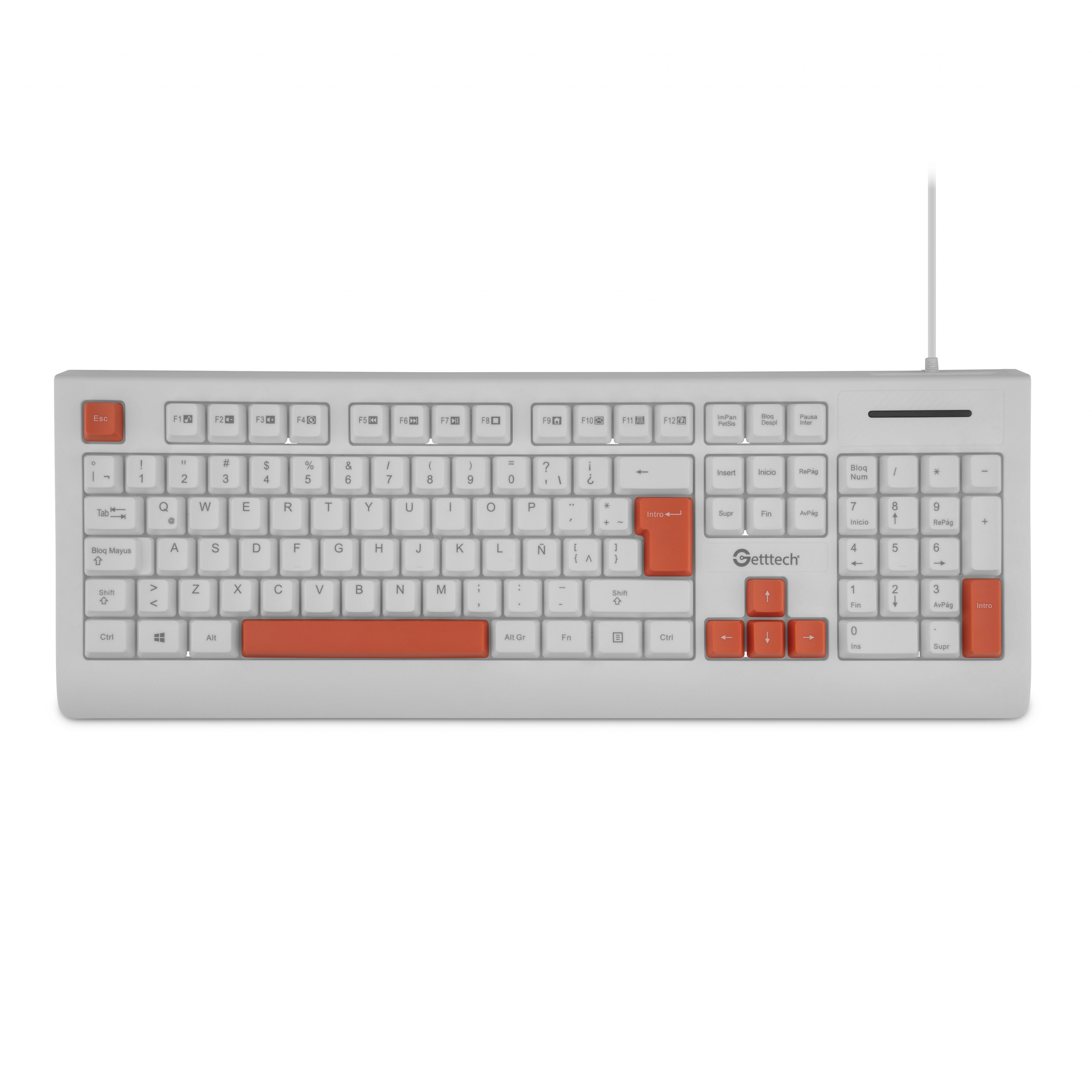 TECLADO GETTTECH ALAMBRICO BLANCO MEMBRANA GGK-ESMWR-02-WH