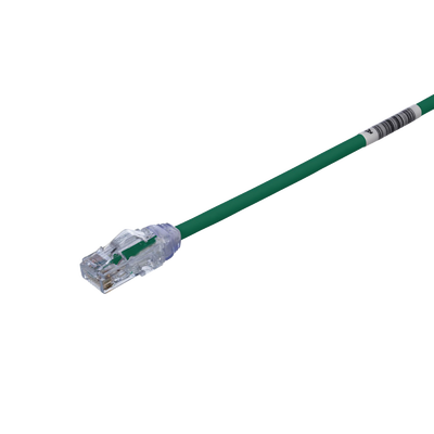 Cable de Parcheo UTP, Cat6A, Diámetro Reducido (28 AWG), CM/LSZH, Color Verde, 8in (20.3cm)