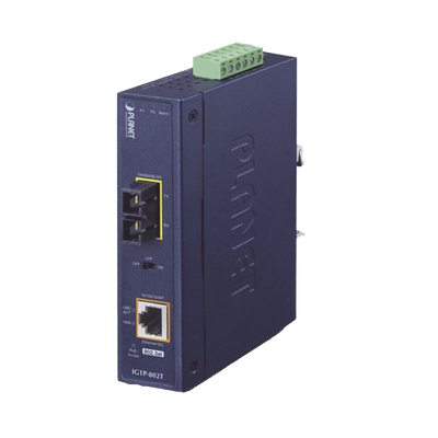 Convertidor de medios industrial PoE+ 1000BASE-SX a 10/100/1000BASE-T 802.3at (SC,MM) -550 m