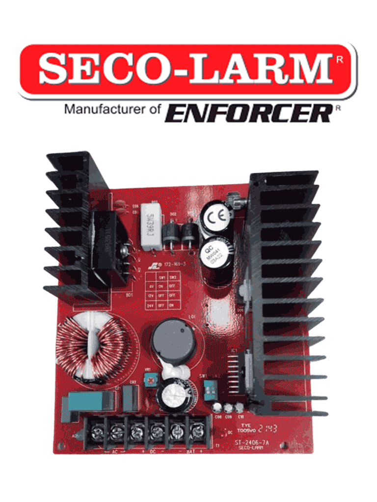 Seco-Larm ST24067AQ-  Fuente de Poder con Cargador Batería 7 Amp 6/12/24 VCD