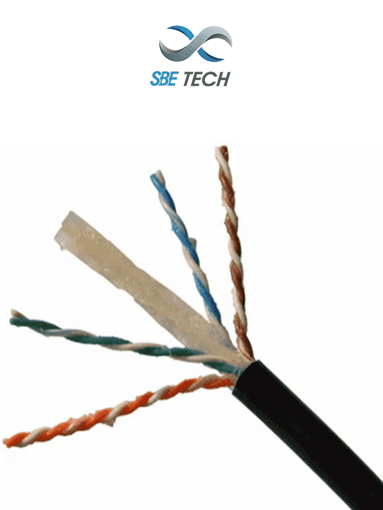 SBE TECH SBE-UTPC6EXT-NP - Cable UTP Categoría 6 para exteriores, 305m, color negro