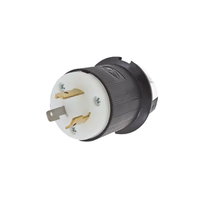 Clavija Industrial con Bloqueo de Media Vuelta / 20 A 125 V CA / 2 Polos 3 Hilos / Color Blanco y Negro / Nema L5-20P.