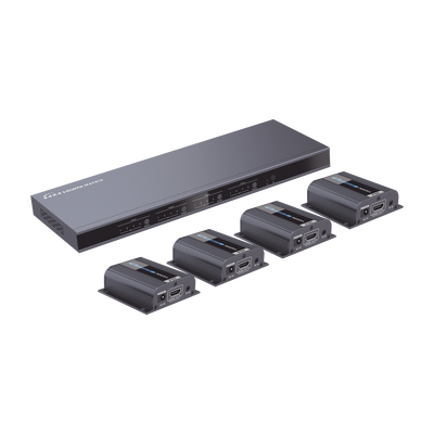 MATRICIAL Y EXTENSOR DE VIDEO HDMI 4 x 4 / 4 Entradas HDMI / 4 Salidas HDMI Loop / 4 Salidas RJ45 para Extender la señal 40 metros por salida  /  1080 @ 60Hz / Conmutación por RS232, Control Remoto o Ethernet. 