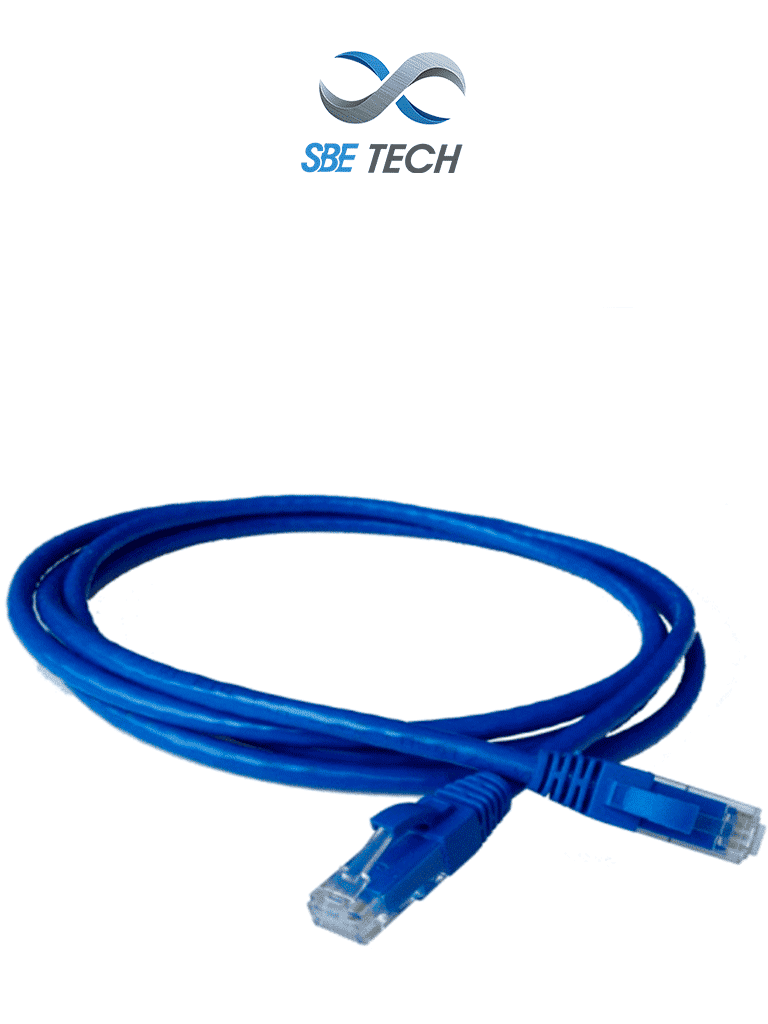 SBETECH PCC6U03MBL- Patchcord Cat6 de 0.3m, color azul, 8 hilos, ISO 11801, clase E