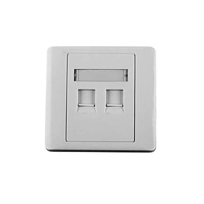 Tapa de pared, salida para dos puertos, con espacio para etiqueta - Blanco