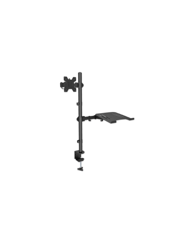 TCE LMG25NB - Soporte de Escritorio Combinado para Monitor de 13" a 32" y Laptop de 10 a 17" , Carga Máxima Monitor 8Kg ,  Ajuste de Inclinación y Rotación
