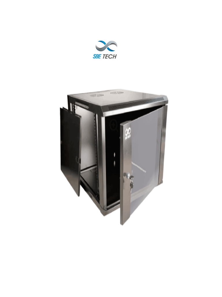SBETECH SBE-GNLPAR15URP- Gabinete de pared 15 UR, con capacidad de carga de 30 Kg, 60x60x69.8 cm, con puerta delantera de cristal templado