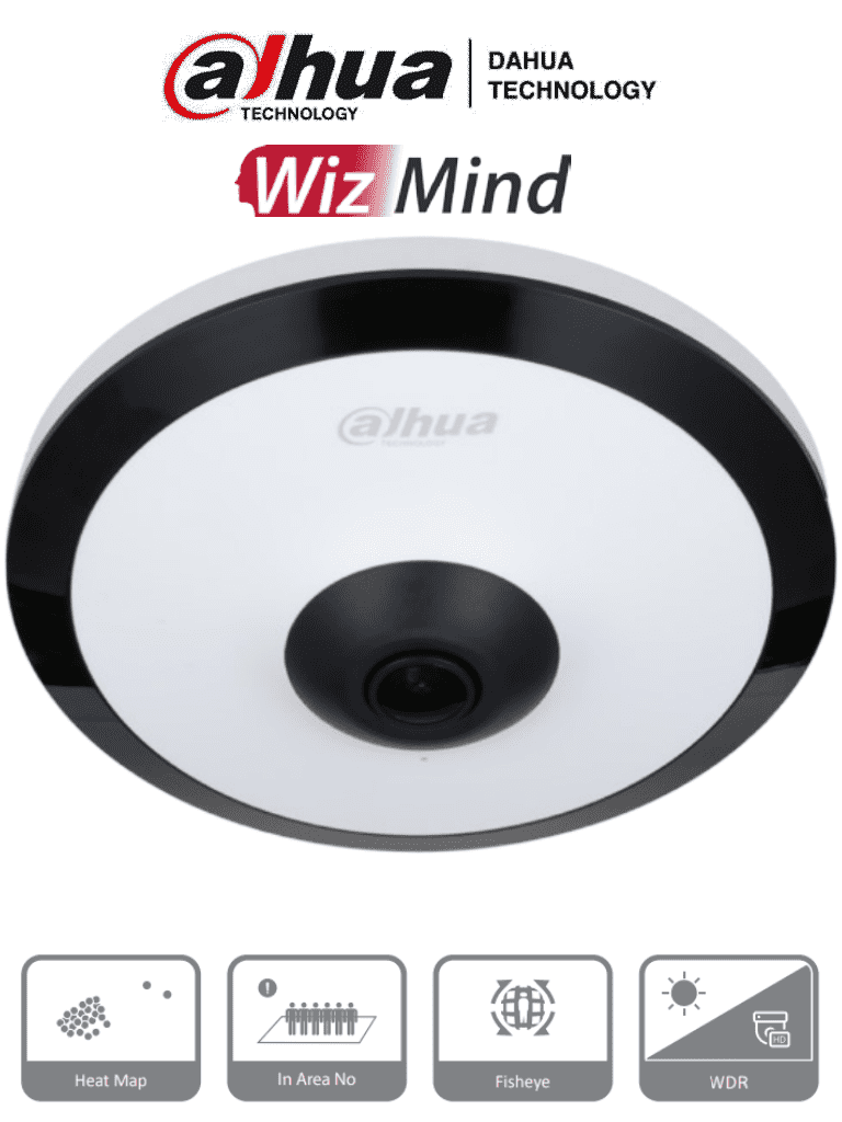 DAHUA IPC-EW5541N-AS - Cámara IP FishEye de 5 MP/WinzMind/ IR de 10 Mts/H.265+/ PoE/ WDR Real/ Micrófono Integrado/ Heat Map/ Detección Inteligente/ Ranura para MicroSD/E&S de Alarma/E&S de Audio/ 3D DNR, HLC, BLC/Interior #MDIP #IMD #FAB #DA5 #MCI2 #IPMC