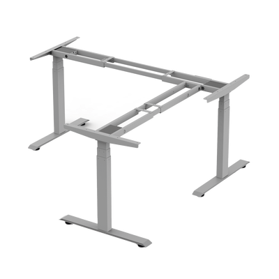 Base de Escritorio Motorizado Profesional Tipo L (3 Columnas) / Altura Ajustable 60-125cm / Estructura Estable / Funcionamiento Suave / 4 Preset de Posiciones / Color Gris / Soporta hasta 150Kg de carga 