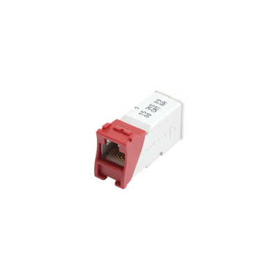 Jack Z-MAX Cat6A, UTP, Montaje híbrido en Placa de Pared (Plano y Angulado), Color Rojo