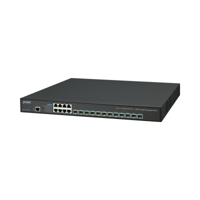 Switch Administrable Capa 3, 12 Puertos SFP de 10G, 8 Puertos 10/100/1000T, Con Alimentación Redundante (2 Fuentes de Alimentación AC).