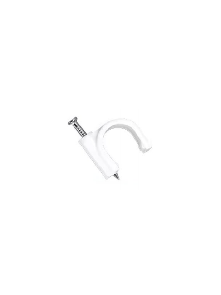 TCE LMG-NCC-7mm-W100 - Grapa de pared / Diámetro interno 7 mm / Altura 8.7 mm / Color blanco / Bolsa de 100 piezas#GRAPA