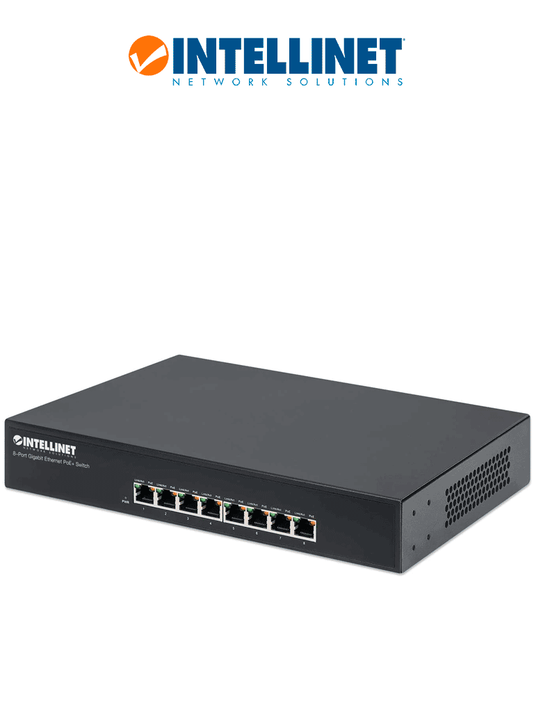 INTELLINET 560641 -Switch Gigabit PoE+ de 8 puertos, IEEE 802.3at/af, 140W, Endspan, para escritorio y montaje en rack de 19" #I&MBFIN
