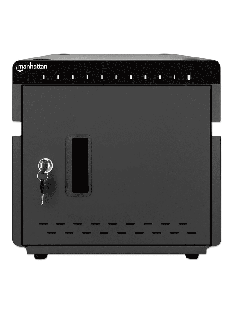 MANHATTAN - 715942 - Gabinete profesional carga 10 puertos USB-C - 180 W / 10 puertos, bahías teléfonos y tabletas, 180 W en total, hasta 18 W por puerto, cerradura, protección sobretensiones, ventilación integrada, carcasa metálica, negro #PROMOMAYO