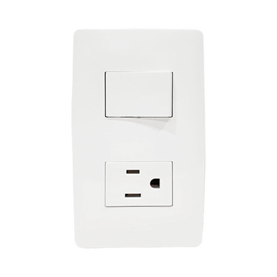 Apagador Escalera y Contacto de 127 V~60 Hz 10/15 A.