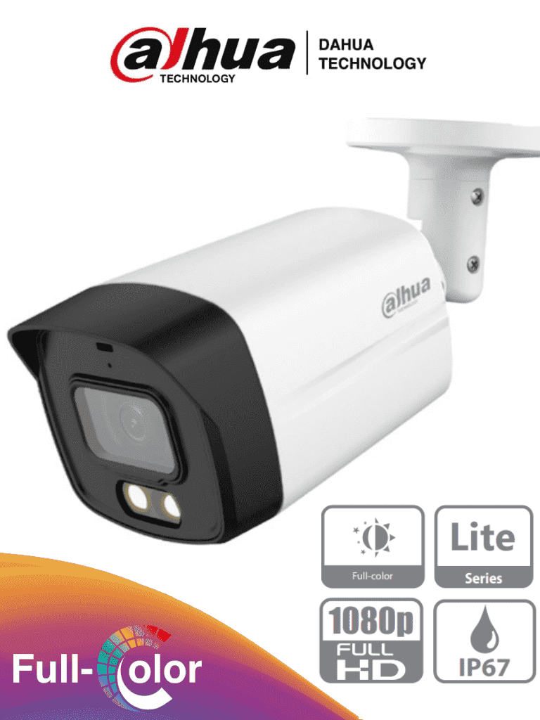 DAHUA HAC-HFW1209TLMN-LED - Camara Bullet Full Color de 2 Megapixeles/ 1080p/ Lente de 2.8mm/ 108 Grados de Apertura/ 40 Metros de Iluminación/ DWDR/ IP67/ Metal+Policarbonato/ Soporta: CVI/CVBS/AHD/TVI/ #IngDahua #DAHOCT  
