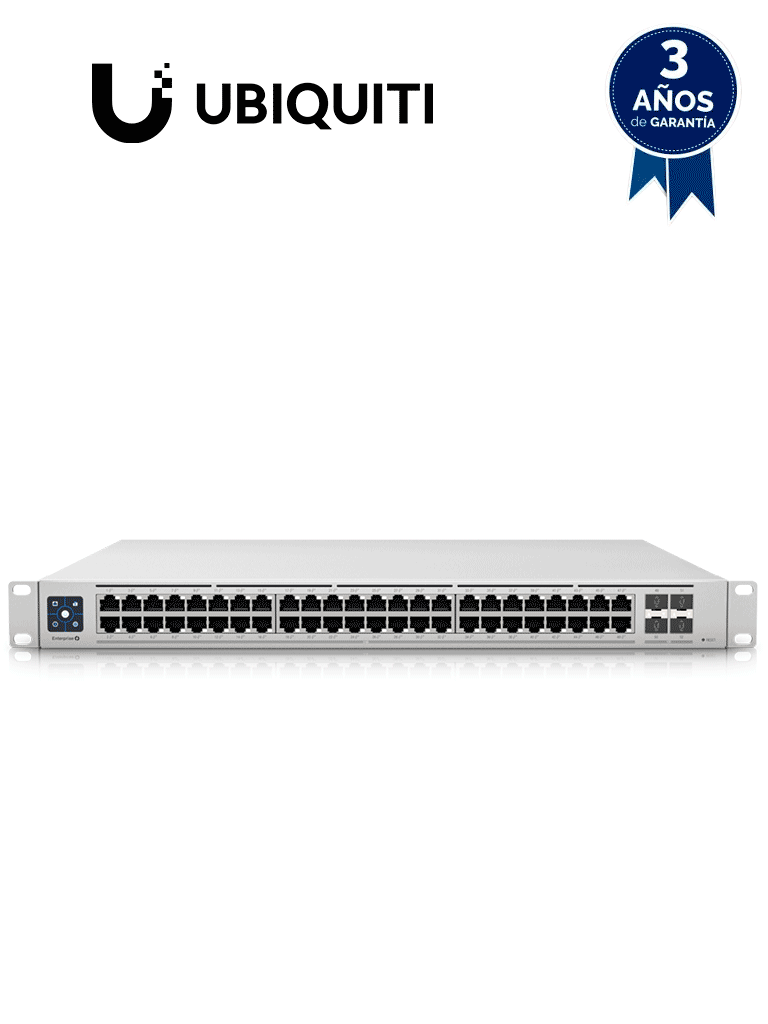 UBIQUITI USW-ENTERPRISE-48-POE - UniFi Switch Enterprise administrable capa 3, 48 puertos 2.5GbE RJ45 POE+, 4 puertos 10G SFP+, 720W, con pantalla táctil de 1.3" ,  DHCP , DHCP Relay , Inter VLAN Routing.