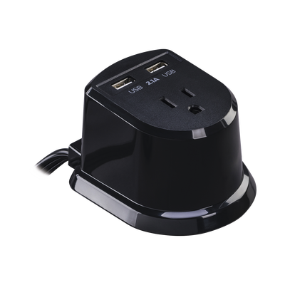 Estación de Carga, Con Voltaje de Entrada 125 Vca NEMA 5-15P, Una Salida NEMA 5-15R y 2 Puertos USB (2.1 Amp compartidos)
