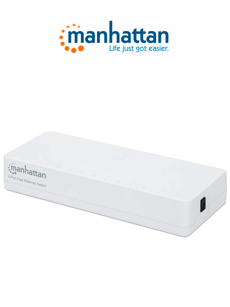 MANHATTAN 560689 - Switch Fast Ethernet de 8 puertos de plástico para escritorio, con puertos 10/100 y soporte para IEEE 802.3az (Ethernet de Eficiencia Energética)
