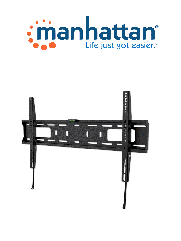 MANHATTAN 461986 - Soporte para monitor con montaje en pared / Pantallas de 37" a 70" / Soporta hasta 50 Kg / Diseño ultra delgado / Color Negro / VESA / Instalación Fija (Sobre Pedido)