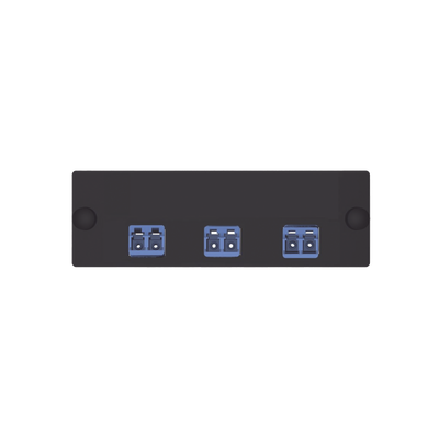 Placa Acopladora de Fibra Óptica FAP, Con 3 Conectores LC Duplex (6 Fibras), Para Fibra Monomodo OS1/OS2, Color Azul