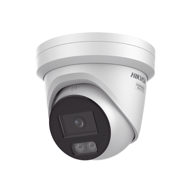 Turret IP 8 Megapixel (4K) / Lente 2.8 mm / Dual Light (40 mts IR + 40 mts Luz Blanca) / DARKFIGHTER S / Exterior IP67 / Microfono Integrado / WDR 130 dB / 4 Analíticos: AcuSense, Deteccion Facial, Conteo de Personas por Cruce y Zona