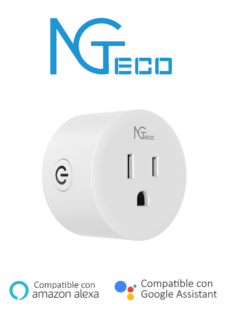 NGTECO NGP300 - Contacto Inteligente WiFi / Control Remoto vía App /  Personalice Horarios   / Control por Voz / Compatible con Amazon Alexa y Asistente de Google  