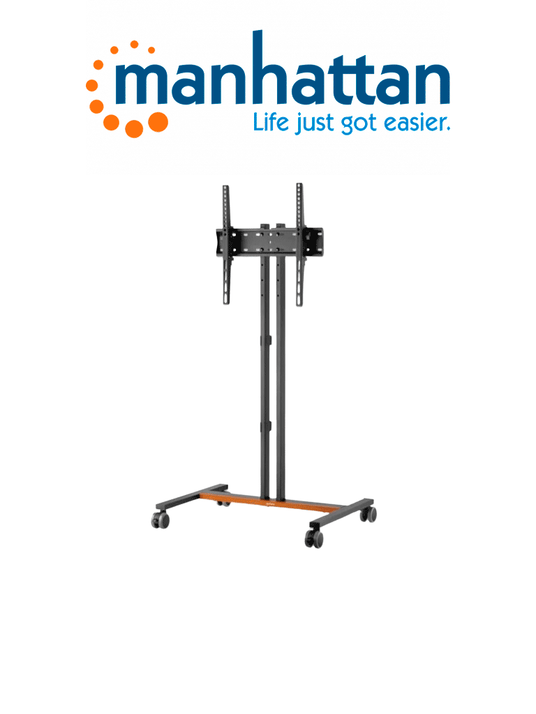 MANHATTAN 462068 - Soporte compacto para TV con ruedas Soporta un televisor de 34" a 55" de hasta 35 kg (77 lbs.), +/-10° de inclinación, diseño que ahorra espacio, negro/café  (Sobre Pedido)#I&MBFIN