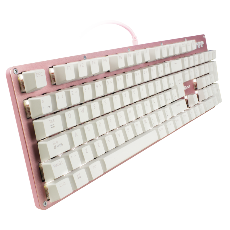 TECLADO MECANICO GAME FACTOR LUZ BLANCA/SWT RED/USB/ROSA KBG400-PK-RD