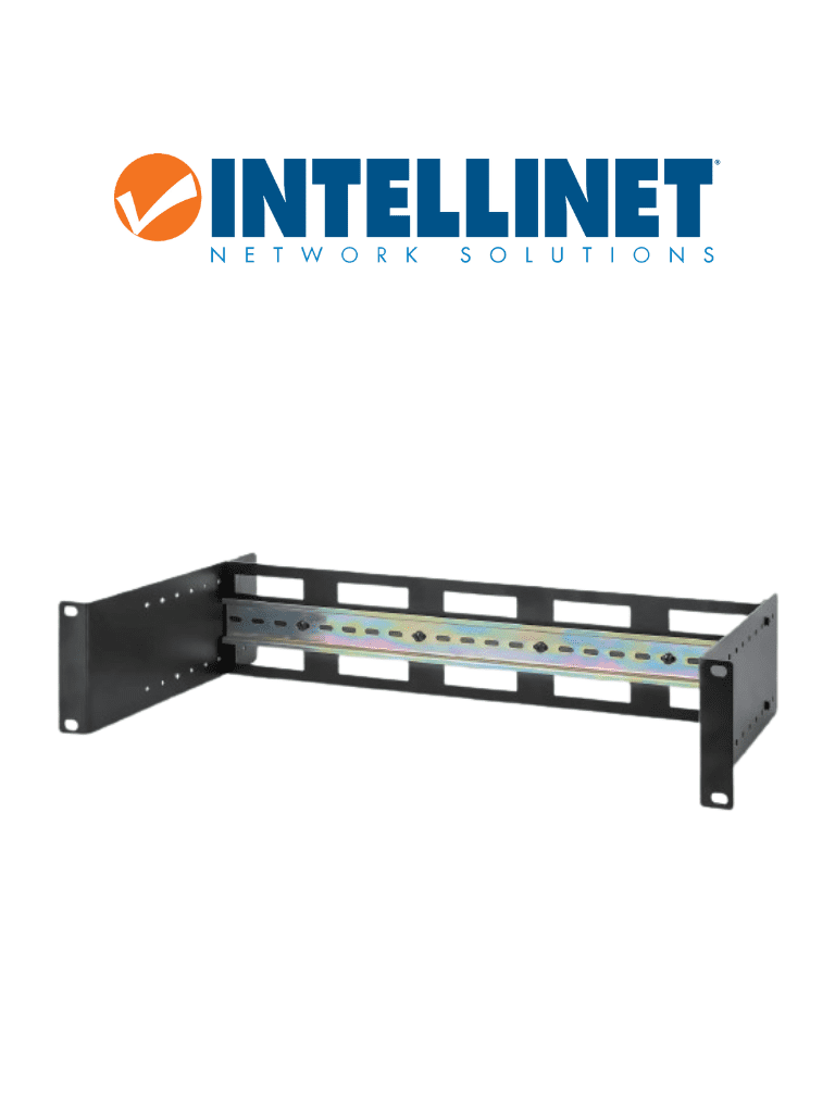 INTELLINET 716345 - Kit de carril DIN ajustable para rack de 19" /  2U /Profundidad de carril ajustable de 48 a 174 mm / Construído en aluminio / Color negro RAL 9005