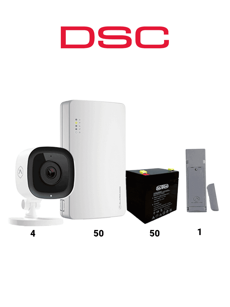 DSC SEM300 50 PACK - Paquete de 50 Comunicadores SEM300  Comunicador Dual, SIM/  IP para PowerSeries de Alarm.com , 50 baterías Saxxon 12V 4.5Ah CBAT45AH, 4 Cámaras de alarm.com ADC-V523X y 1 ADC-FLEX-100-MX-AT - Contacto Magnetico#SEMPAK