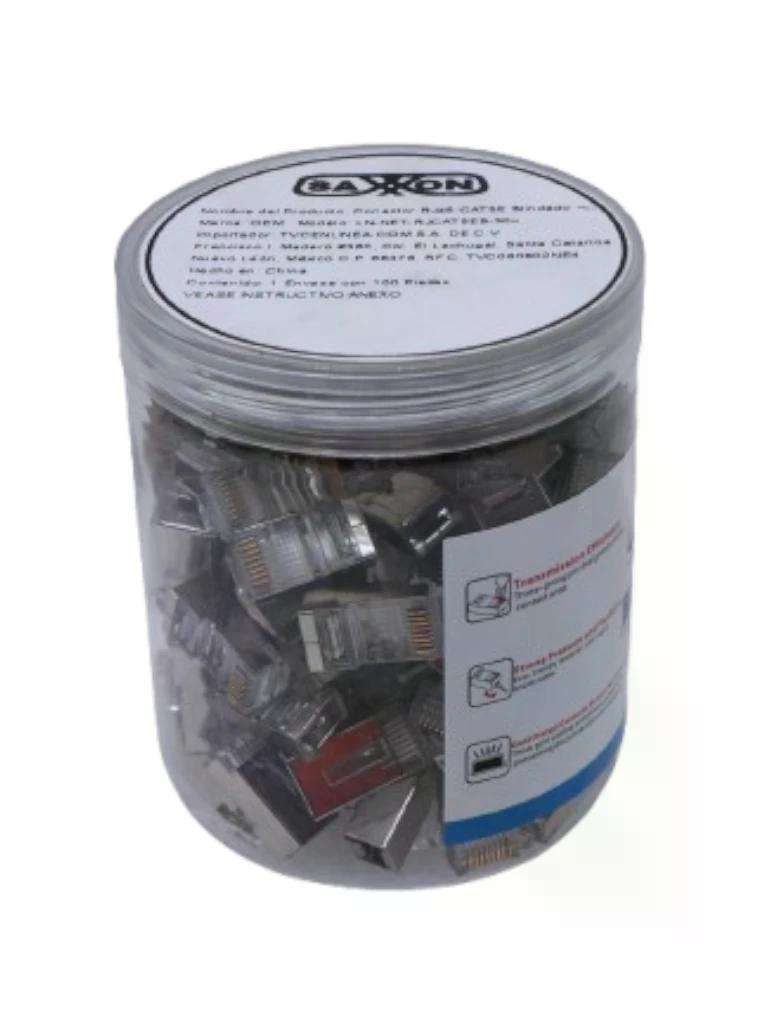 TCE LN-NET-RJCAT5EB-30u - Bote con 100 Plugs RJ45 Cat5e Blindado, Chapado en Oro 30 Micras, Conector Modular para Redes Ethernet y Cableado Estructurado