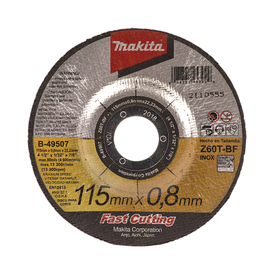 Disco 4 1/2"/ Inox y Acero  / Corte Rápido 