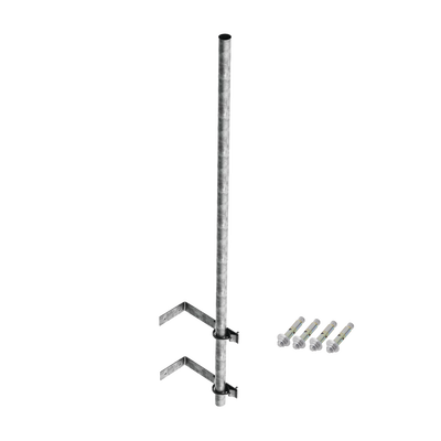 Mástil de 3 m de 1-1/2" diámetro ced. 30 con Herrajes para Sujeción a Pared. 