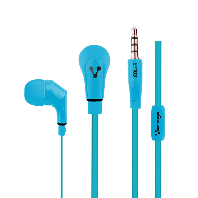 AUDIFONOS VORAGO MANOS LIBRES 3.5MM 1.20 MTS PLANO AZUL EP-103-BL
