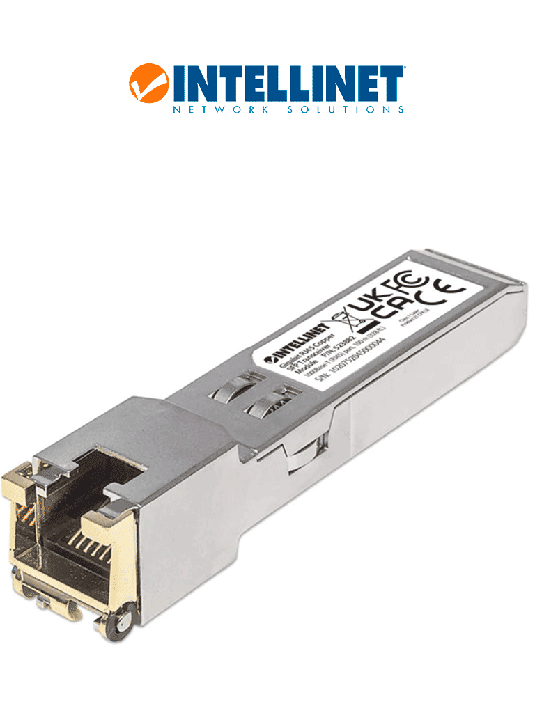 INTELLINET 523882 -Módulo transceptor SFP Gigabit RJ45 de cobre, puerto 1000Base-T (RJ45), 100 m (328 ft)