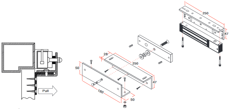 YLI MBK70Z - Soporte de Fijación tipo Z / Compatible con Cerradura Magnética YM60 - Imagen 2