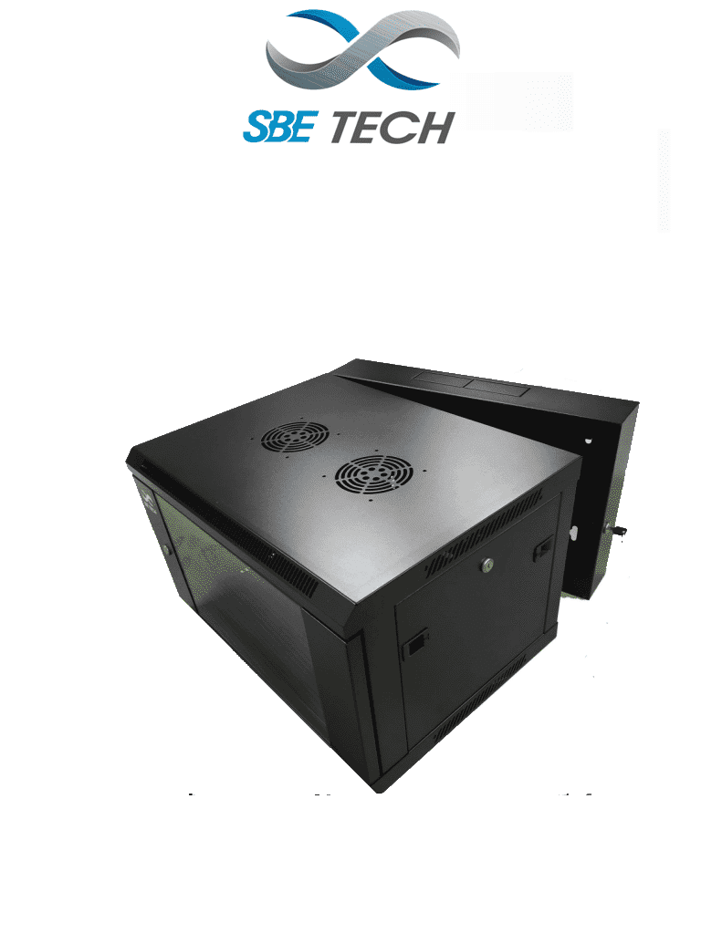 SBETECH SBE-GNLPAR22URP3C -Gabinete de pared de 22UR / Ancho 60mm/  Profundo 55mm / Alto 1080mm / Capacidad de carga: 30Kg / Puerta delantera de Cristal templado / Puerta trasera sólida
