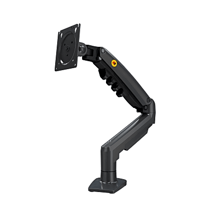 Brazo Ajustable para Monitor Ergonómico / Compatible con Monitores de 17" - 30" / Capacidad de Peso hasta 9 kg / Rotación 360° / Inclinación +85° a  -30° / Giro 180° / Ajuste de Resorte de Gas / Color Gris
