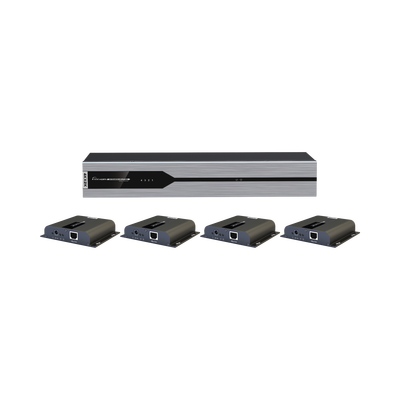 Kit Divisor y Extensor HDMI (Extender Splitter)  / Divide 1 Fuente HDMI a 4 Pantallas / Extiende la señal HDMI hasta 120 m / Resolución 4Kx2K @ 30 Hz / Cat 6/6a / Uso 24/7 / Longitud del cable autoajustable 