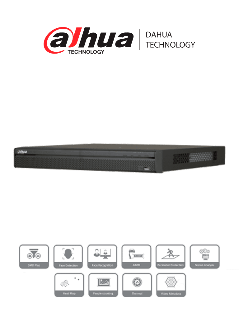 DAHUA DHI-NVR5216-8P-4KS2 - NVR de 16 Canales 4k/ H.265+/ Rendimiento de 320 Mbps/ 8 Puertos PoE/ 2 Bahías de Discos Duros/ Salida HDMI/ POS/ Dewarping/ Soporta Camaras con IA/ 