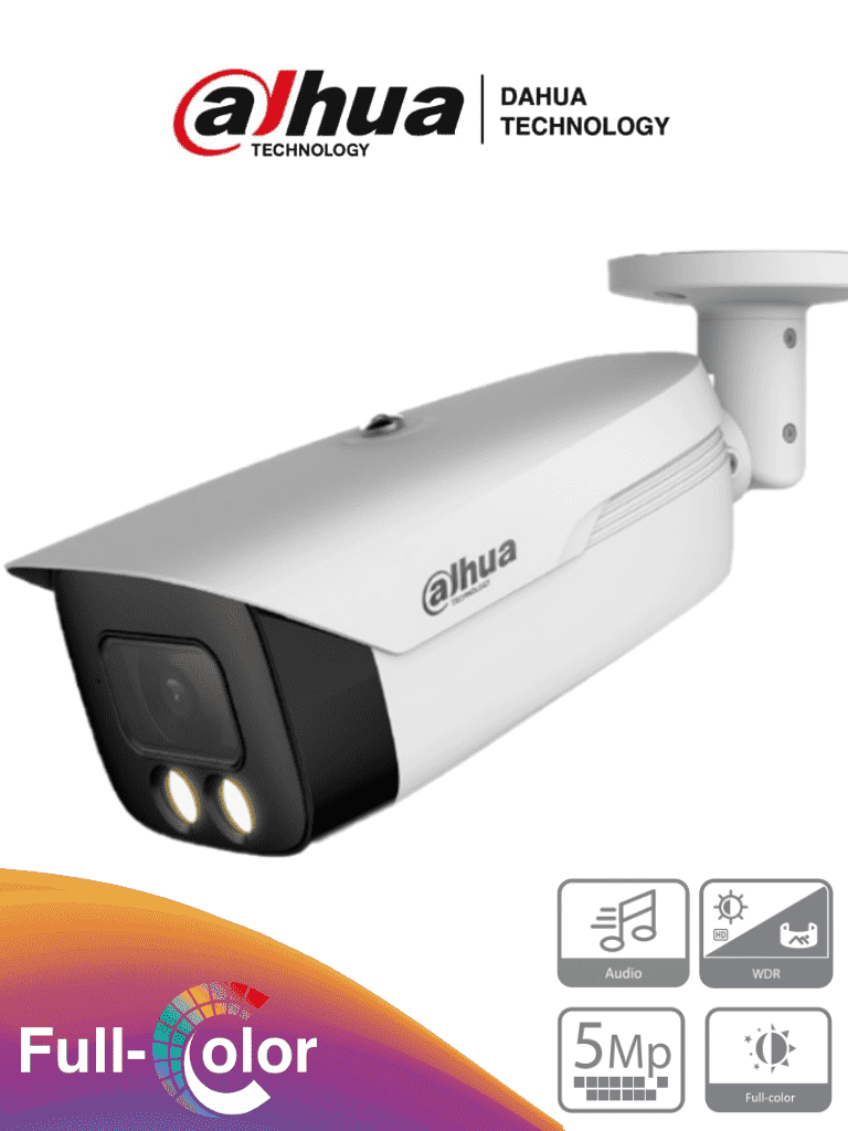 DAHUA HAC-HFW1509MHN-A-LED-0360B-S2 - Cámara Bullet Full Color de 5 MP con lente de 3.6 mm y micrófono integrado. Con visión nocturna de hasta 50 metros, WDR real de 120 dB y color 24/7. Resistente al agua IP67 y tecnología Starlight #HDCVI9.0 #5MP