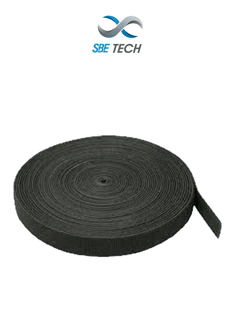 SBE TECH SBE-V2X25-BK - Sujetacable tipo Velcro / 25 M x 3/4" (2 CM) / Negro / Rollo de 25 metros