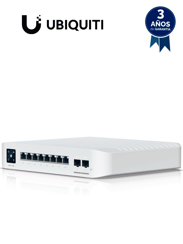 UBIQUITI USW-PRO-8-POE - Switch UniFi capa 3 de 8 puertos POE 802.3af/at/bt , 6 puertos POE+ , 2 puertos POE++ , 2 puertos SFP+ , 120W totales.#preventa