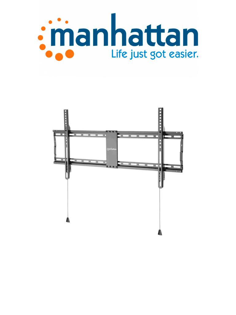 MANHATTAN 461948 - Soporte fijo ultradelgado para TV / Soporta un televisor de 43" a 100" de hasta 70 kg (154 lbs.), soporte fijo para televisor, diseño ultradelgado, plegable para un embalaje compacto y fácil de transportar, negro  #I&MBFIN